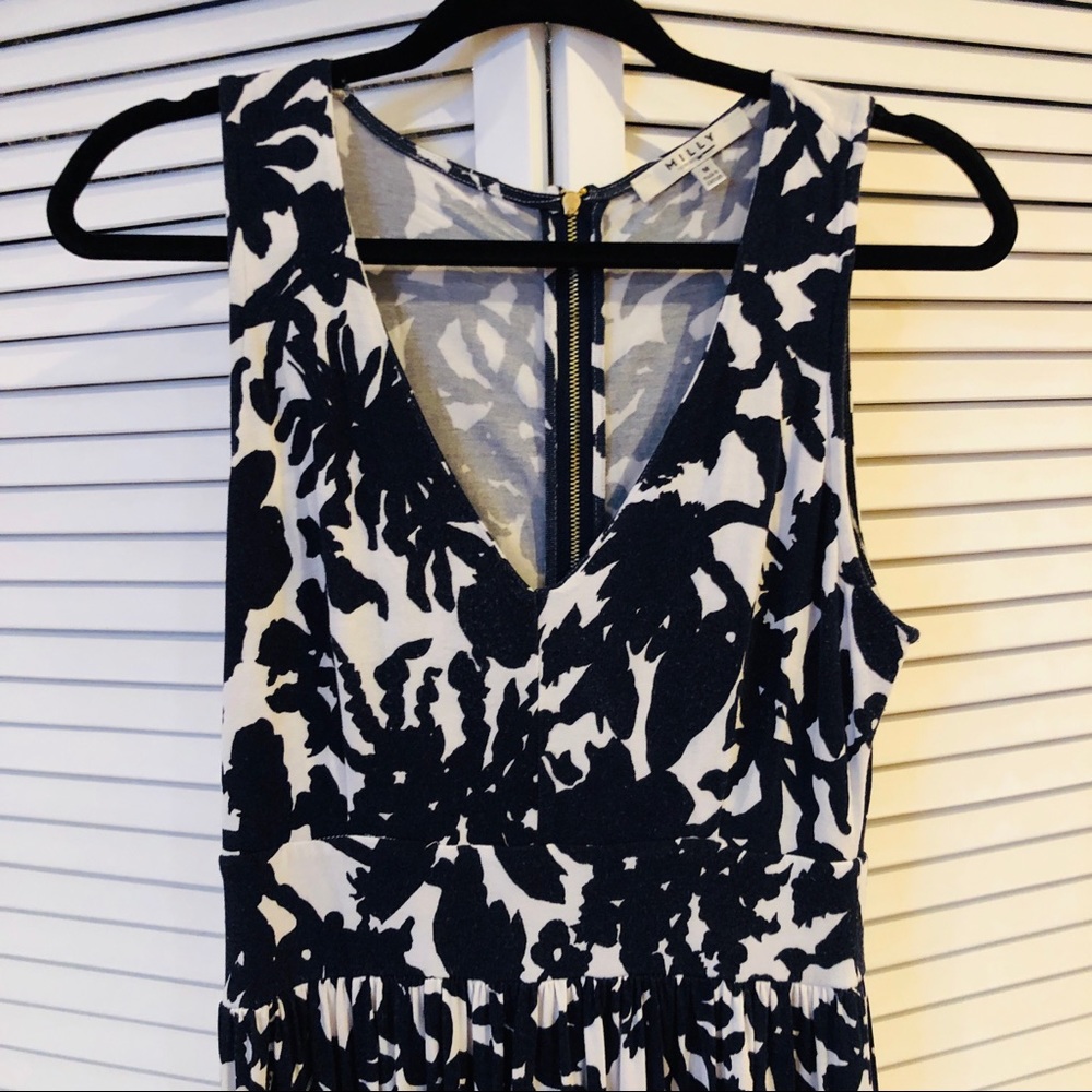 Navy & White Floral Jersey Maxi Dress